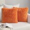 2 Pieces Luxury Faux Fur Throw Pillow Cover Deluxe Fall Decorative Plush Pillow Case Cushion Cover Shell for Sofa Bedroom Car 18x18 Inch Orange Halloween